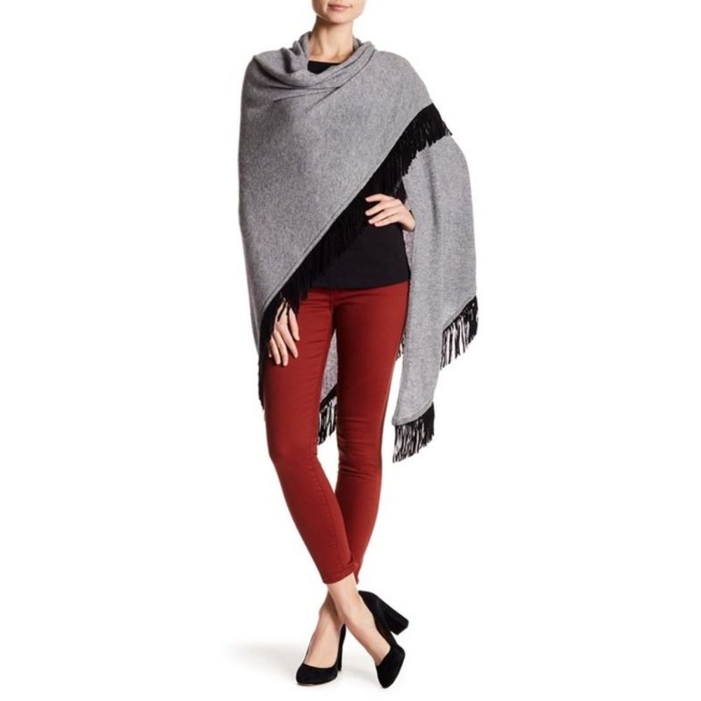 In Cashmere Suede Fringe 100% Cashmere Wrap Scarf